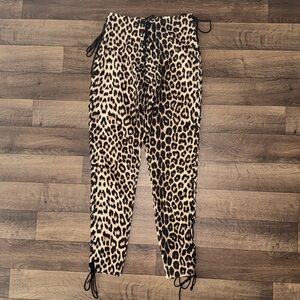 Frederick’s Of Hollywood Vintage Size 11 Leopard Print Lace Up Pants Sexy Animal